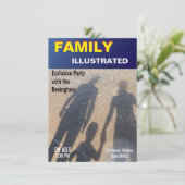 家族のビーチパーティ フェイクニュース ファッション雑誌の表紙 招待状 (スタンド正面)