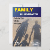 家族のビーチパーティ フェイクニュース ファッション雑誌の表紙 招待状 (正面)