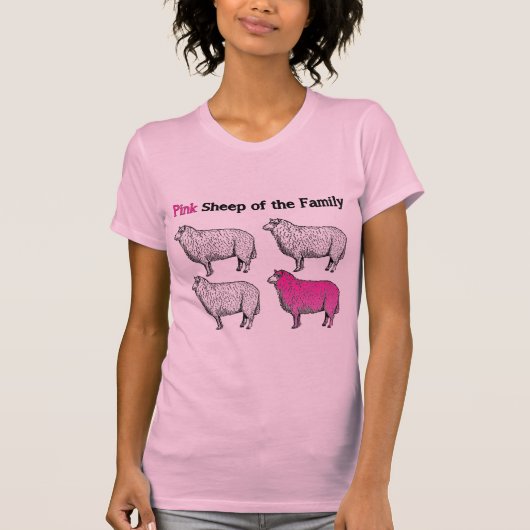 家族のピンクのヒツジ Tシャツ (正面)