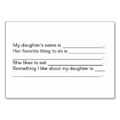 家族のフラッシュカーパーソナライズされたドの娘の写真 テーブルナンバー (裏面)