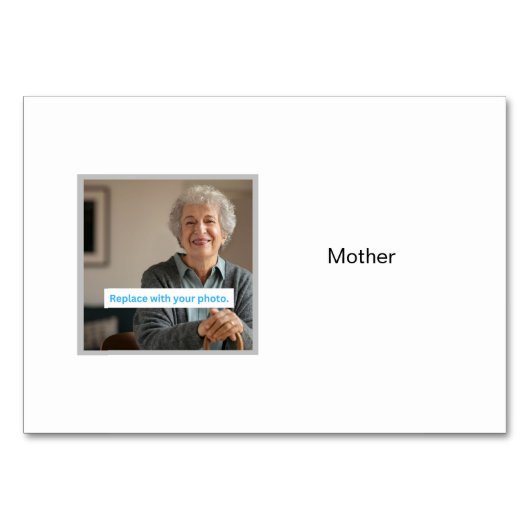 家族のフラッシュカーパーソナライズされたドの母の写真 テーブルナンバー (正面)