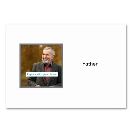 家族のフラッシュカーパーソナライズされたドの父の写真 テーブルナンバー (正面)