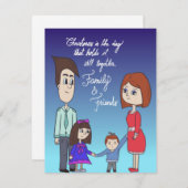 家族のフラットホリデーカード シーズンカード (正面/裏面)