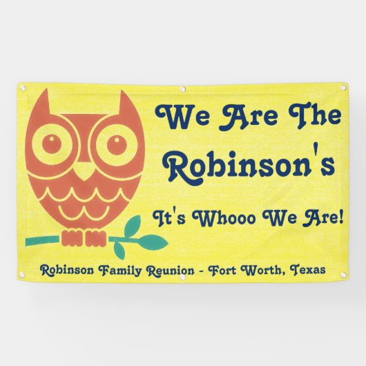 家族のフレンドリーなフクロウの旗 横断幕 (横)