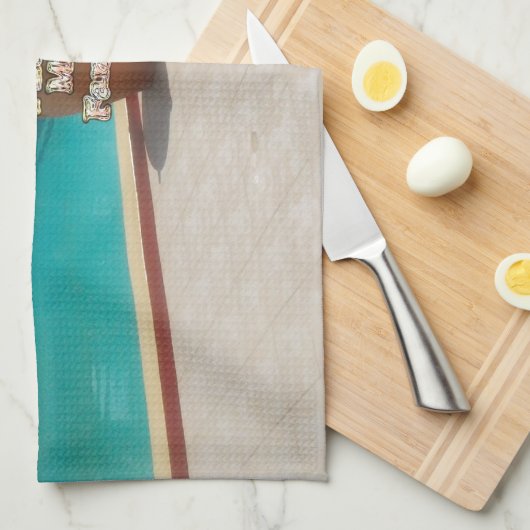 家族のプールサイドアートが大好き キッチンタオル (四つ折り)