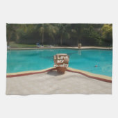 家族のプールサイドアートが大好き キッチンタオル (横)