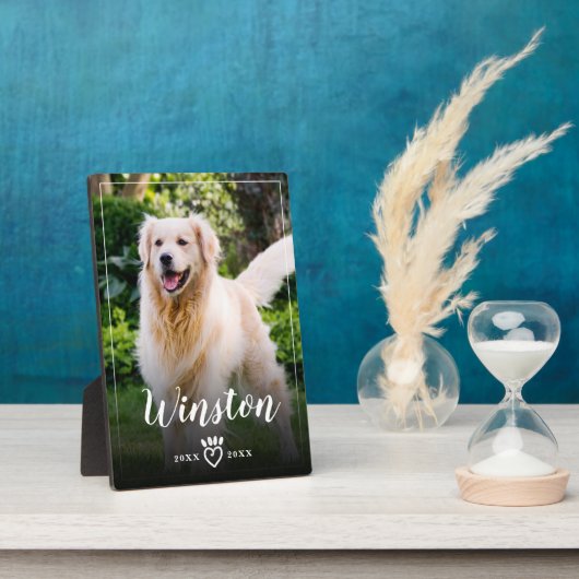 家族のペット写真メモリアル keepsake 爪痕ハート フォトプラーク (側面)