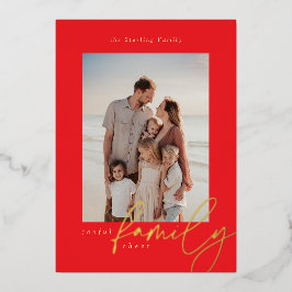 家族のホリデーカード 箔シーズンカード