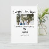 家族のホリデーシーズン写真再会ネームレター年 招待状 (スタンド正面)