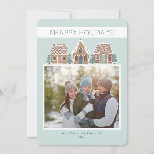 家族のホリデー写真カード(ジンジャーブレッド) シーズンカード (正面)