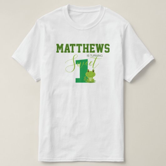 家族のマッチング衣装カエル1歳の誕生日パーティー Tシャツ (デザイン正面)