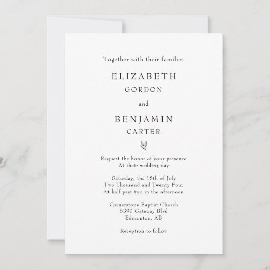 家族のミニマリストと共エレガントに 招待状 (正面)