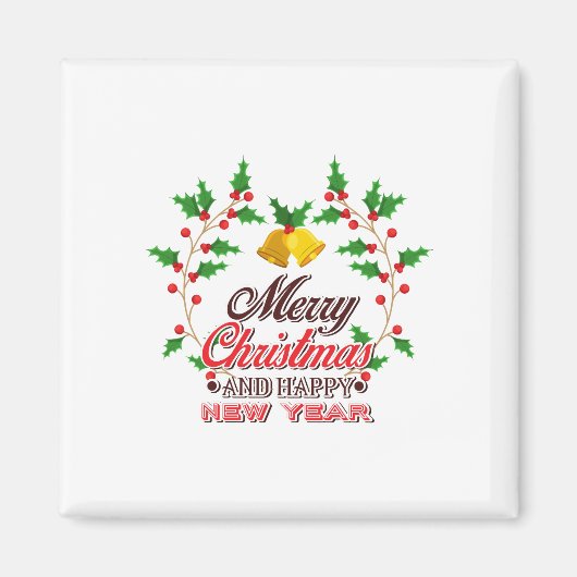 家族のメリークリスマス、新年おめでとう マグネット (正面)