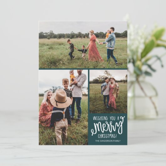 家族のメリー休日のクリスマスフォトカード シーズンカード (スタンド正面)