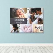 「家族のモザイク：写真パーソナライズされたコラージュのテンプレート キャンバスプリント (インサイチュ (ウッドフロア))