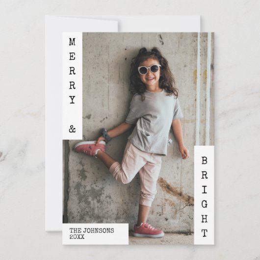 家族のモダンクリスマスのミニマル写真 シーズンカード (正面)