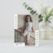 家族のモダンクリスマスのミニマル写真 シーズンポストカード (スタンド正面)