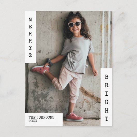 家族のモダンクリスマスのミニマル写真 シーズンポストカード (正面)