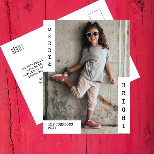 家族のモダンクリスマスのミニマル写真 シーズンポストカード