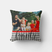 家族のモダンスクリプト写真のプレイド クッション (正面)