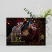 家族のモダン休日フォトクリスマス金ゴールド 箔シーズンカード (立ち正面)