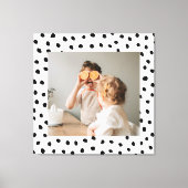 家族のモダン写真と黒のドット美しいギフト キャンバスプリント (正面)