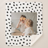 家族のモダン写真と黒のドット美しいギフト シェルパブランケット (正面)