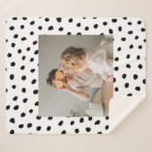 家族のモダン写真と黒のドット美しいギフト シェルパブランケット (正面(横))