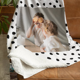 家族のモダン写真と黒のドット美しいギフト シェルパブランケット