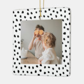 家族のモダン写真と黒のドット美しいギフト セラミックオーナメント (左)