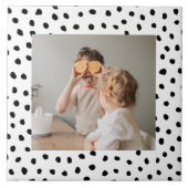 家族のモダン写真と黒のドット美しいギフト タイル (正面)