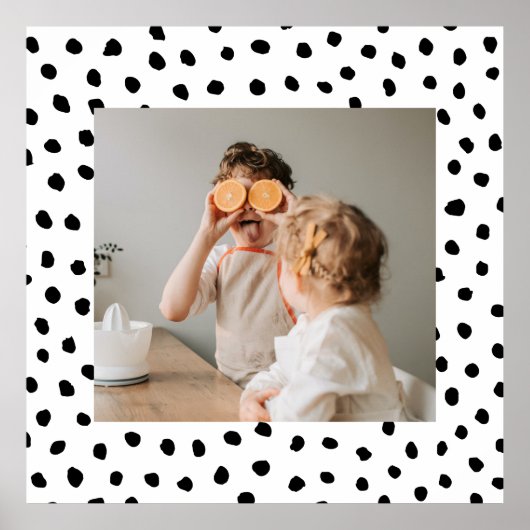 家族のモダン写真と黒のドット美しいギフト ポスター (正面)