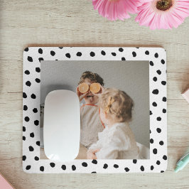 家族のモダン写真と黒のドット美しいギフト マウスパッド