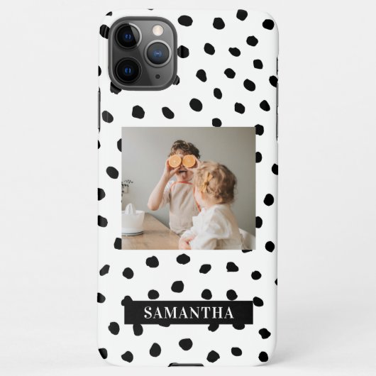 家族のモダン写真と黒のドット美しいギフト iPhoneケース (裏面)