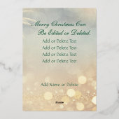 家族のモダン写真クリスマスの雪の緑 箔シーズンカード (裏面)