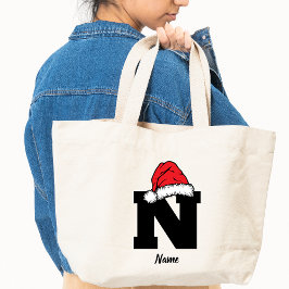 家族のモノグラムのクリスマスは名前でパーソナライズ トートバッグ