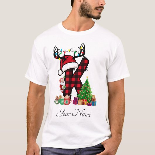 家族のモノグラムのクリスマスは名前でパーソナライズ Tシャツ (正面)