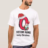 家族のモノグラムのクリスマスは名前でパーソナライズ Tシャツ (正面)