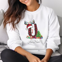 家族のモノグラムのクリスマスは名前でパーソナライズ Tシャツ