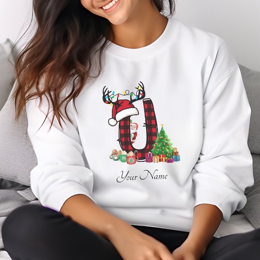 家族のモノグラムのクリスマスは名前でパーソナライズ Tシャツ
