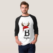 家族のモノグラムのクリスマスマッチングの衣装 Tシャツ (正面フル)