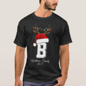 家族のモノグラムのクリスマスマッチングの衣装 Tシャツ (正面)