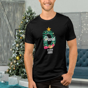 家族のモノグラムのクリスマスD名Meanimg トライブレンドTシャツ