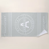 家族のモノグラムの航海のなビーチハウスの海の塩の灰色 ビーチタオル (正面)