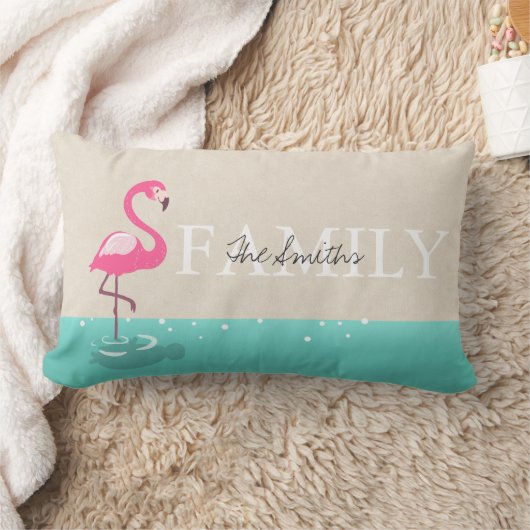 家族のモノグラムの装飾用クッションのフラミンゴの枕 ランバークッション (ブランケット)
