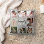 家族のモノグラム名素朴写真コラージュ クッション (ブランケット)