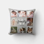 家族のモノグラム名素朴写真コラージュ クッション (正面)