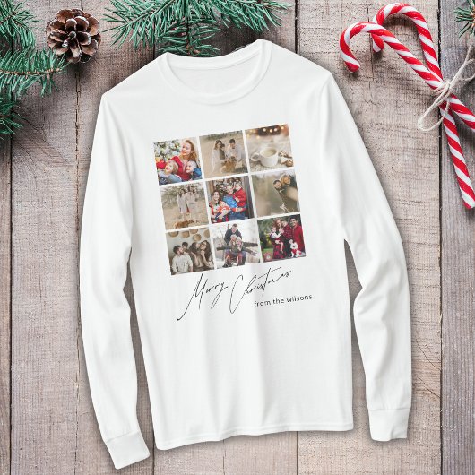 家族のユニーク写真とクリスマスのパーソナライズされた喜び Tシャツ