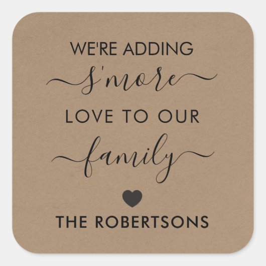 家族のラベルKraftに愛を加える スクエアシール (正面)