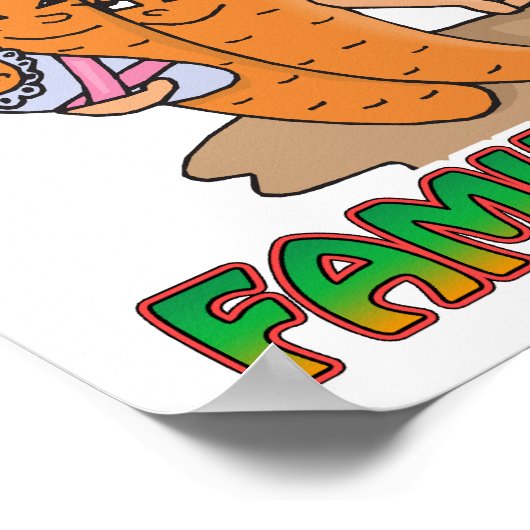 家族のルーツかわいいニンジン家族の漫画 ポスター (角)